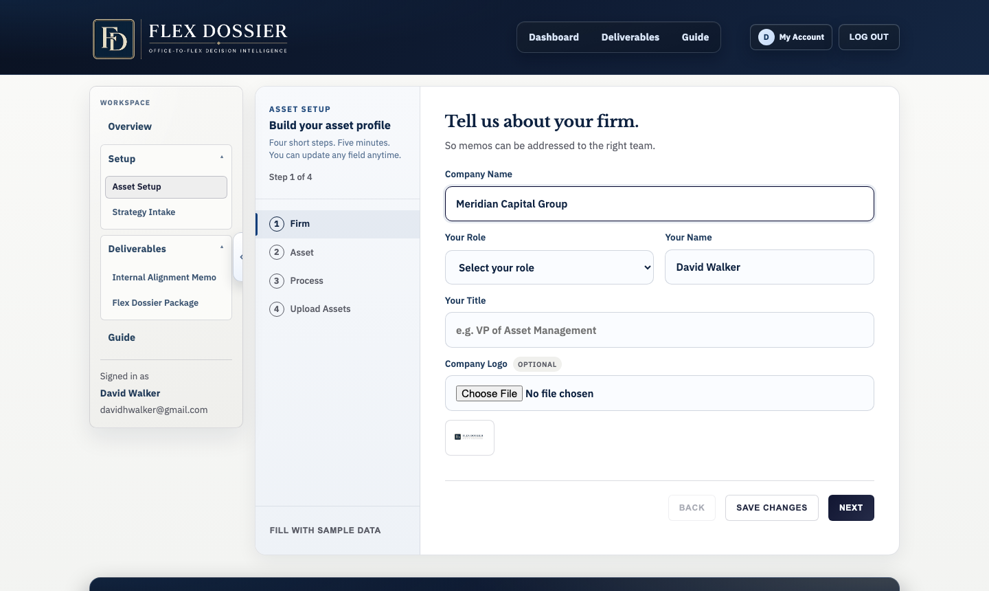 Flex Dossier asset setup